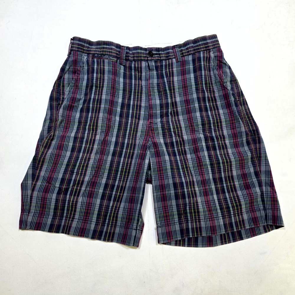Polo Ralph Lauren Shorts Mens 35 Multicolor Plaid Flat Front Casual Preppy 8832